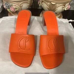 christian louboutin leather slides size 38.5